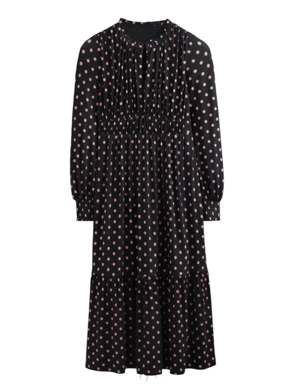 Boden Black Midi Dress with Pink Polka Dots - Picture 3 of 13